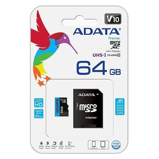 Memoria Micro SD Adata 64GB Clase 10 AUSDX64GUICL10A1-RA1