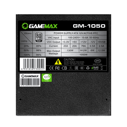 Fuente de Poder Gamemax GM-1050 ATX 80 Plus Silver