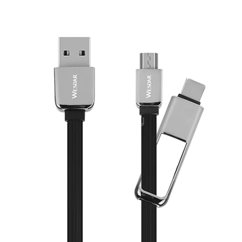 Cable Wesdar T16 de USB-A a microUSB/ USB-C