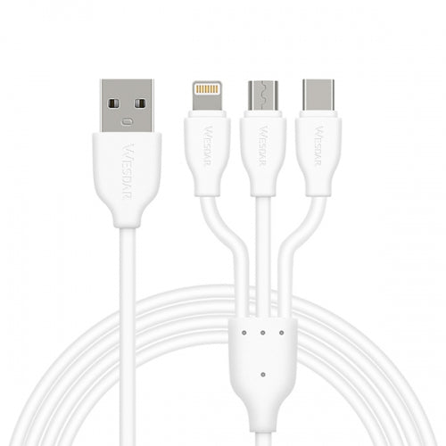 Cable Wesdar T39 de USB-A a USB-C/ Lightning/ microUSB