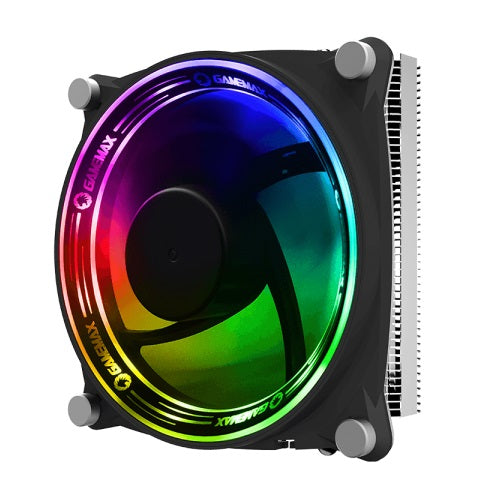 Disipador de Aire Gamemax GAMMA 300 Rainbow (Intel/ AMD, PWM, 120mm, 1900RPM, Negro)